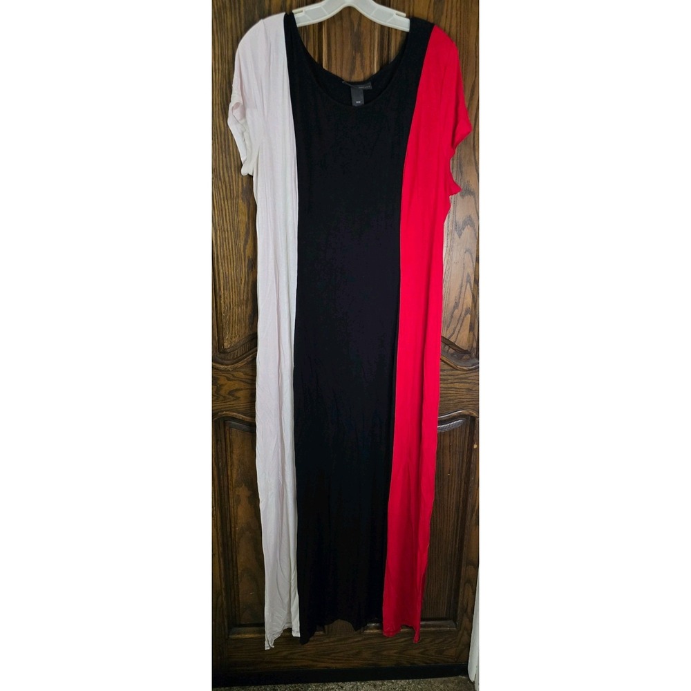 Lane Bryant Women's Color Block Maxi Dress Plus Size 18/20 BLACK/WHITE AND RED
